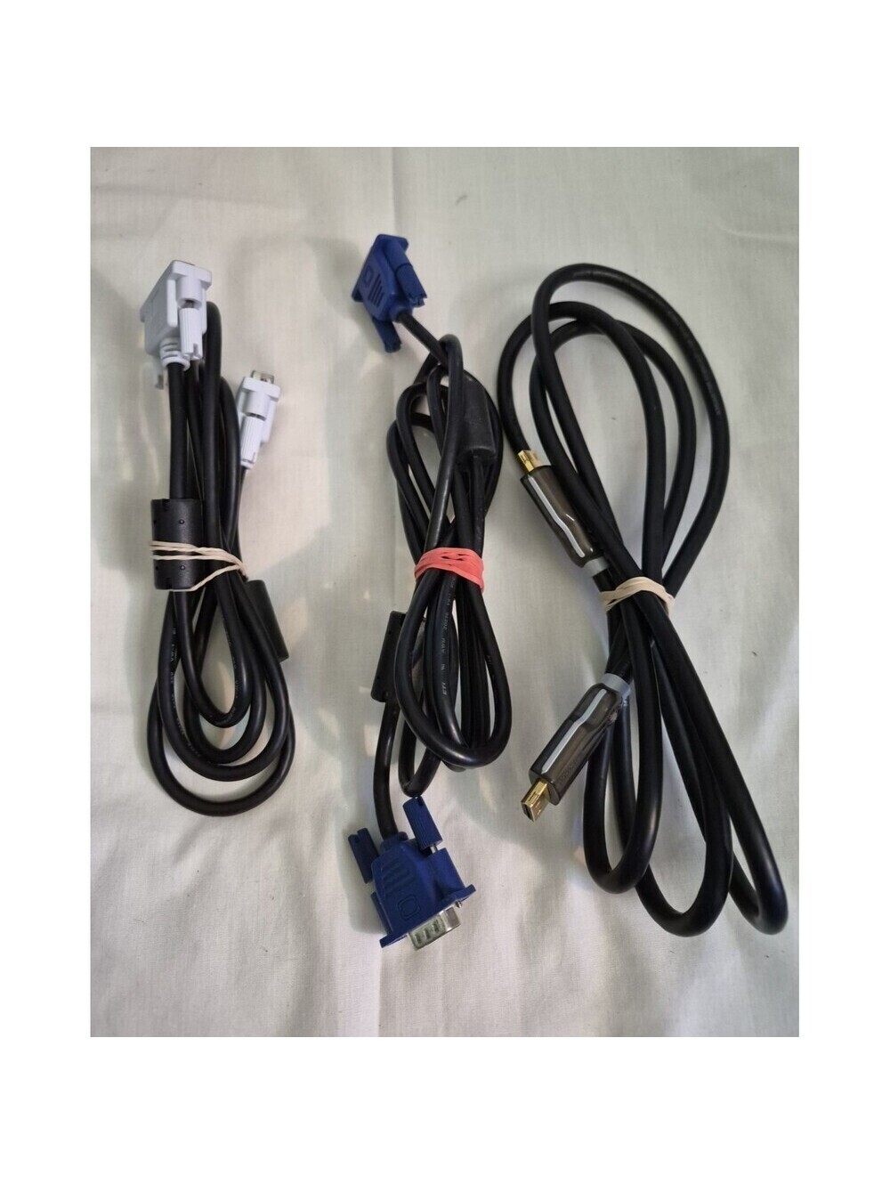 Lot of 3 VGA/SVGA D-Sub Male-to-Male Monitor Cables Black/Blue & HDMI Cable Used